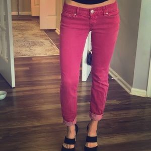 Red jean pants